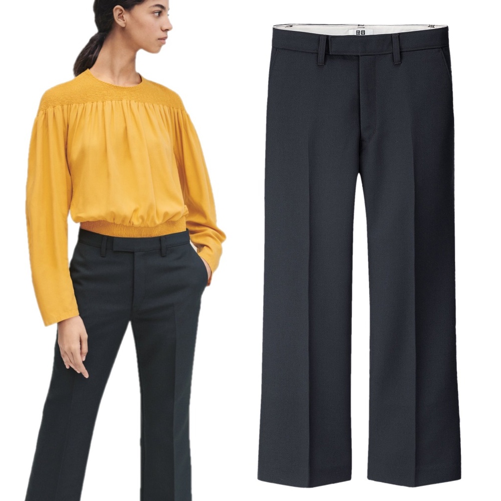 UNIQLO U Wool Blend Flare Pants Trousers in Dark Grey Size 10